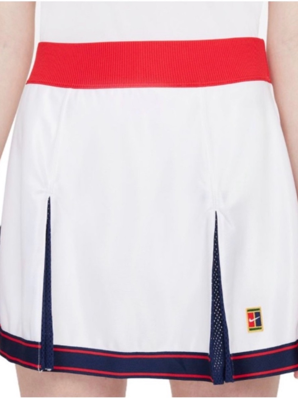 Nike White Skirt with Bright Red Waistband and Navy Accents